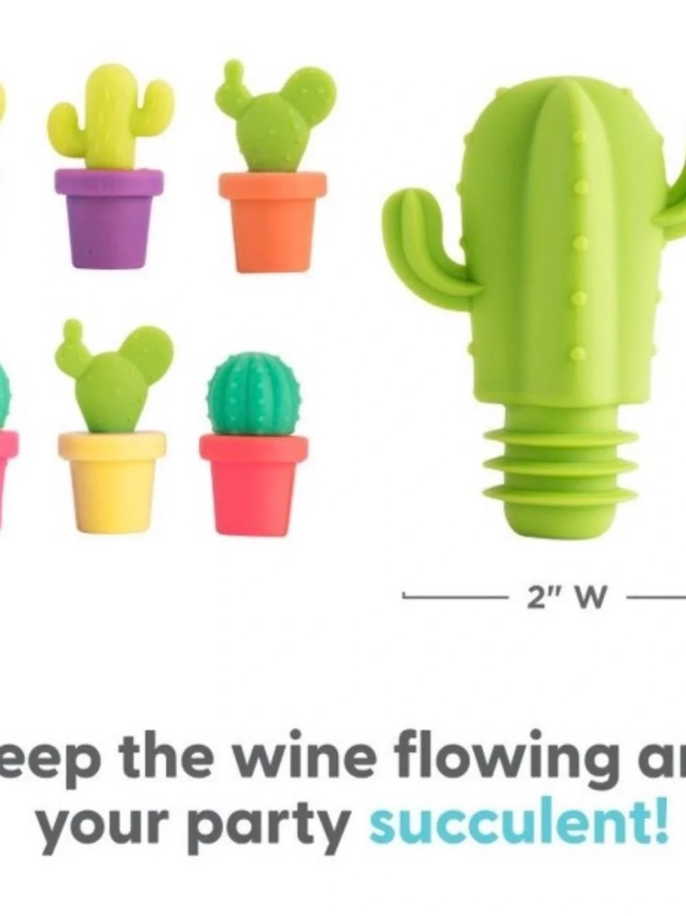 Cactus Wine Stopper and Markers Set - NEW